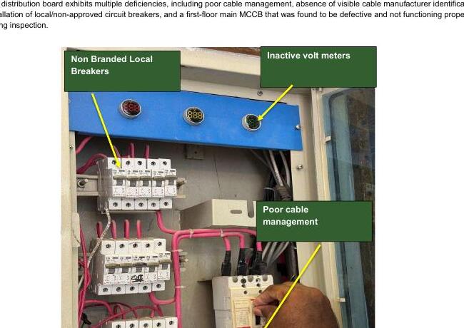 Electrical distribution board inspection evidence